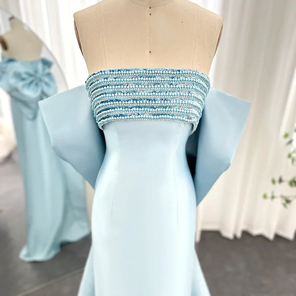 DreamyVow Luxury Dubai Lilac Arabic Evening Dresses with Bow Cape Beaded 2023 Elegant Women Wedding Formal Party Gowns 319