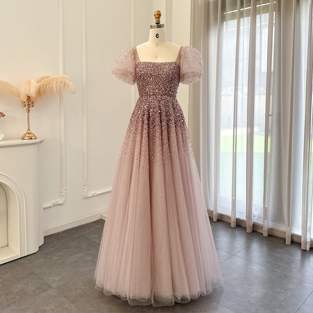 Dreamy Vow Chic Rose Pink Luxury Dubai Evening Dresses for Women Wedding Party Burgundy Gold Long Arabic Formal Prom Gown 109