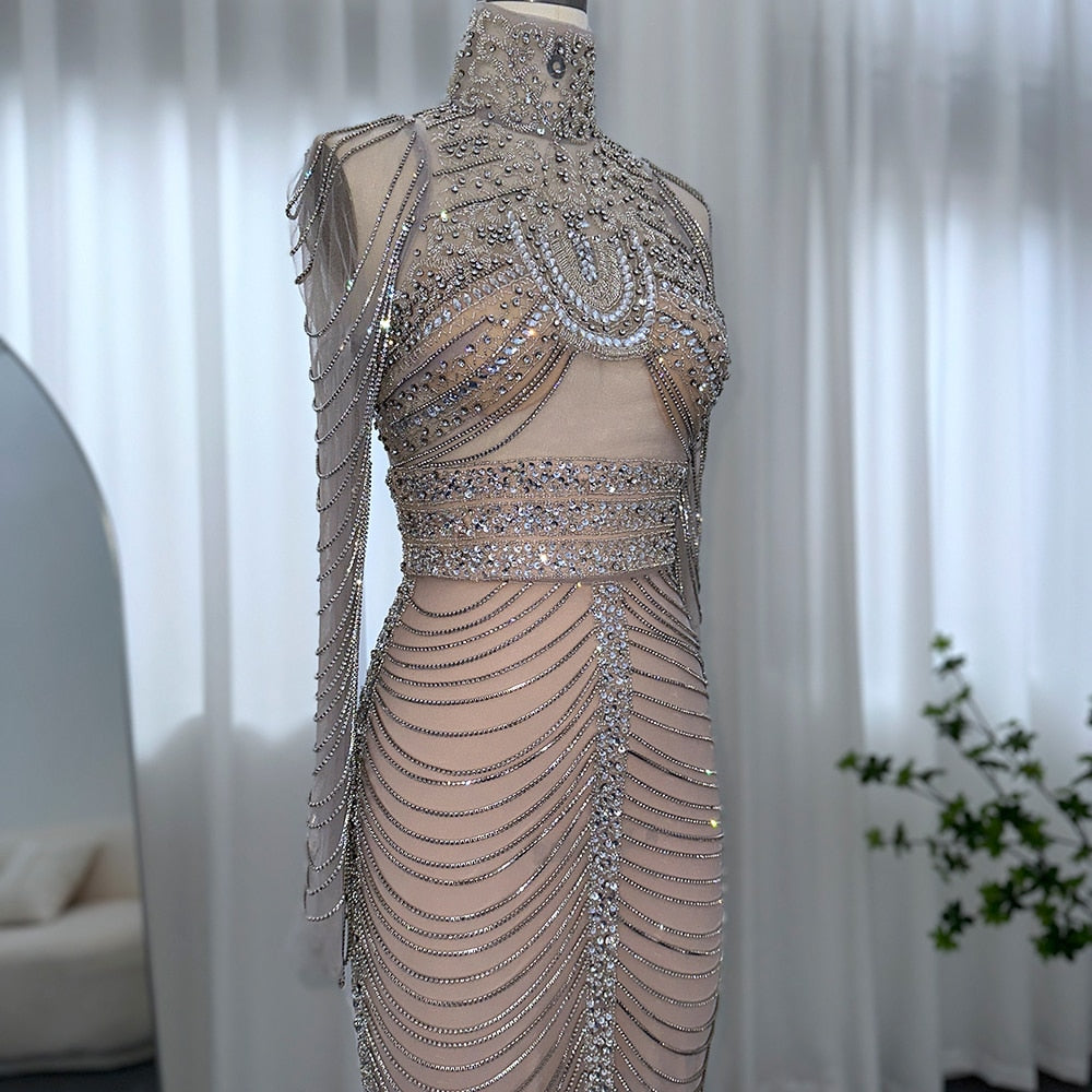 Dreamy Vow Luxury Crystal Tassel Dubai Evening Dresses for Women Wedding Party Arabic Mermaid Long African Prom Dress 152